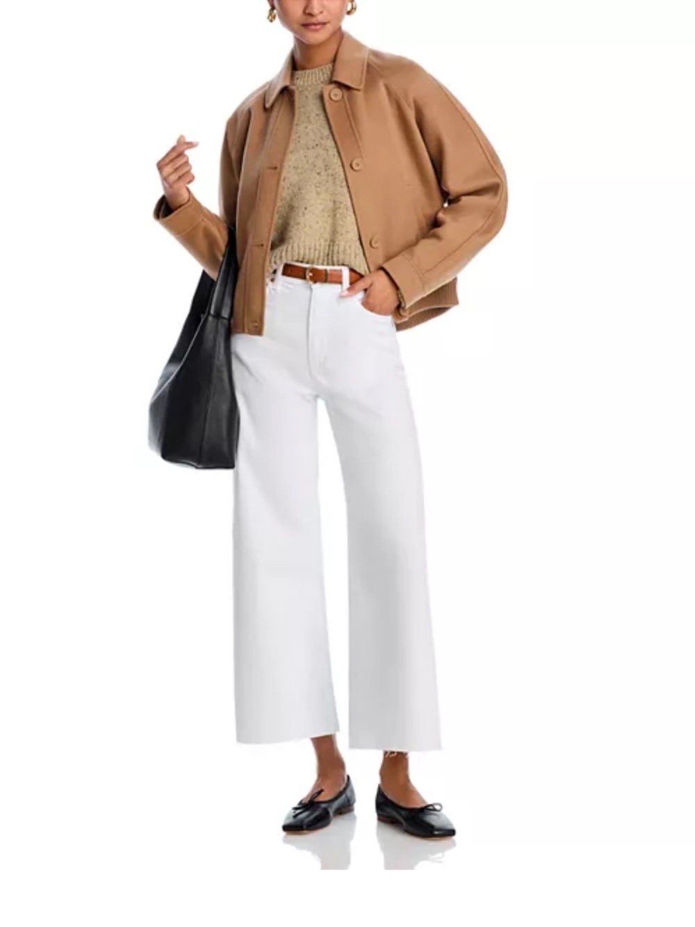 PAIGE White High-Rise Wide-Leg Cropped Jeans